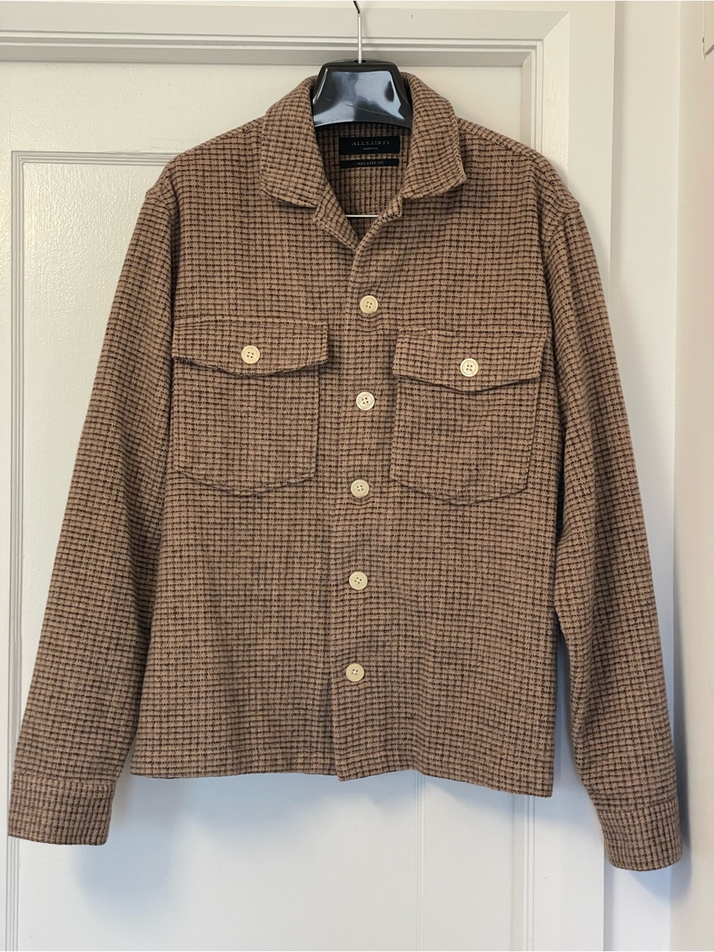 All Saints Brown Houndstooth Shirt Jacket